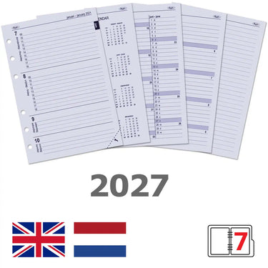 6207-27 210 x 144 mm A5 Agenda Organizer Nachfüllungen NL Und EN 2027